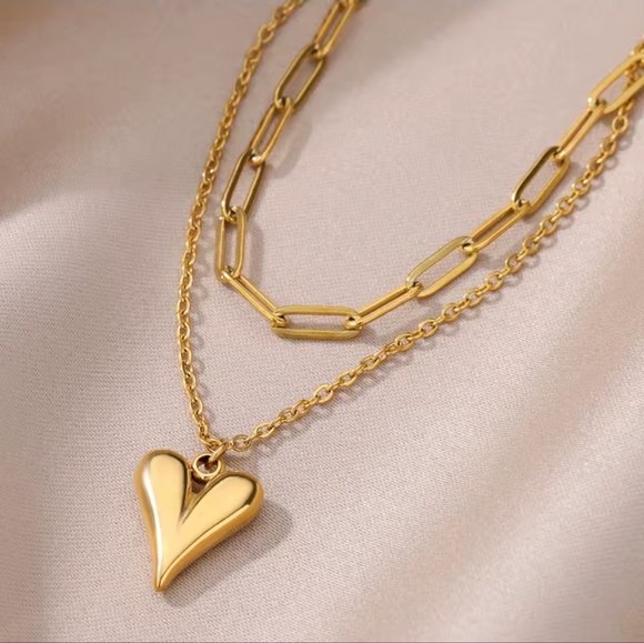Gold Heart Pendant Necklace - Picture 7 of 10